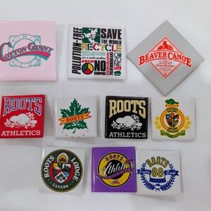 Roots & Branded Pin Button Lot - Multi Color